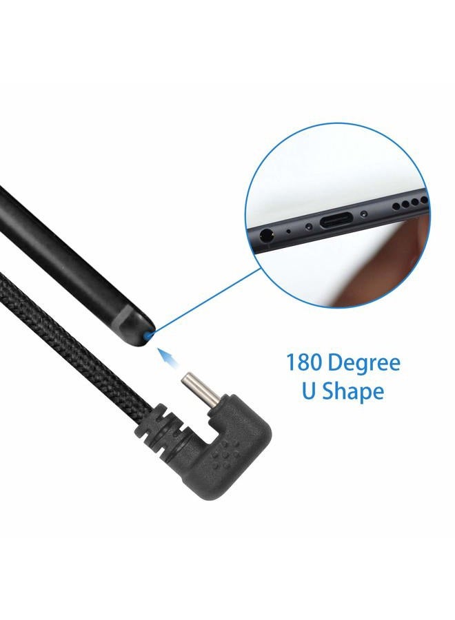 Poyiccot USB Type C Cable 3A Fast Charging, 180 Degree USB C Cable, U Shaped USB C Charger Cable, Type A to C Nylon Braided Data Sync Transfer Cord for Phone and Charger Devices, 5feet - Image 4