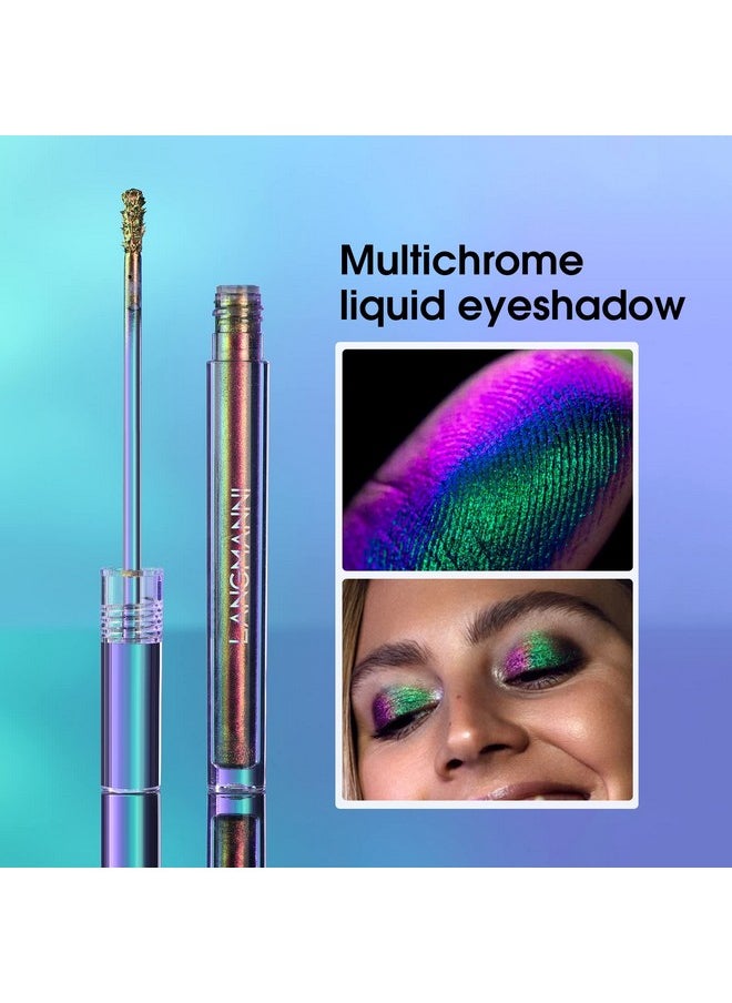 Jolilab - Jolilab Metallic Liquid Chameleon Eyeshadow, Multi-Dimensional Eye Looks, Long-lasting Holographic Glitter Multichrome Eyeshadows Makeup (#Peacock+Wonder+Ember) - Image 1