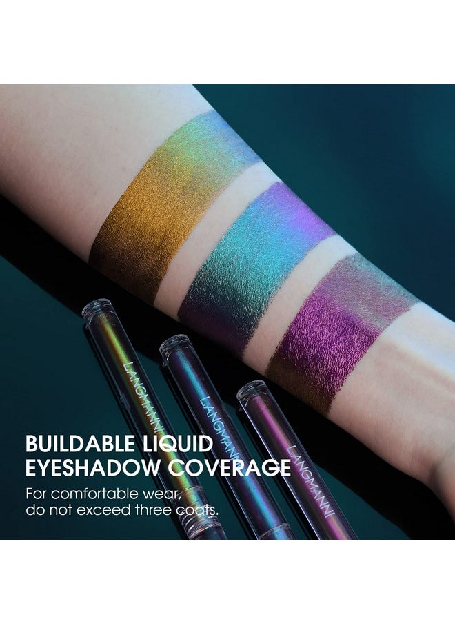 Jolilab - Jolilab Metallic Liquid Chameleon Eyeshadow, Multi-Dimensional Eye Looks, Long-lasting Holographic Glitter Multichrome Eyeshadows Makeup (#Peacock+Wonder+Ember) - Image 1