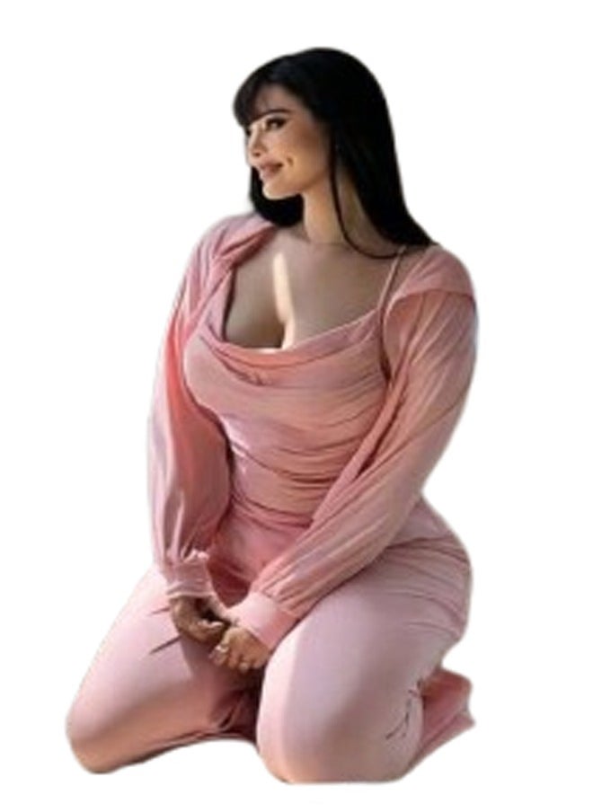 ماركة غير محددة بيجامة بروب ثلاث قطع بيتي للعرايس - لون بينك  - Image 4