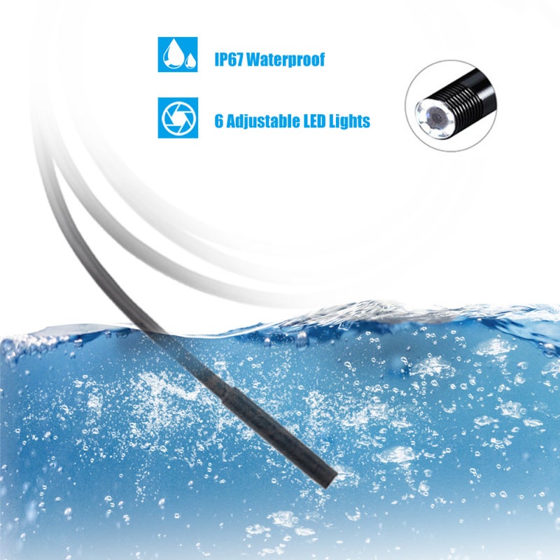USB Endoscope: 7mm 10m Cable, 3-In-1 Compatibility, IP67 Waterproof - 6 Adjustable LEDs, Bendable Cable Inspection Tool for Auto Repair, Pipeline Check, Equipment Maintenance - Image 5