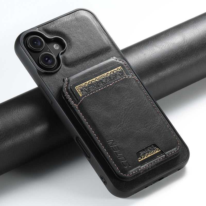 Suteni For Iphone 17 H02 Leather Wallet Stand Back Phone Case(Black) - Image 2