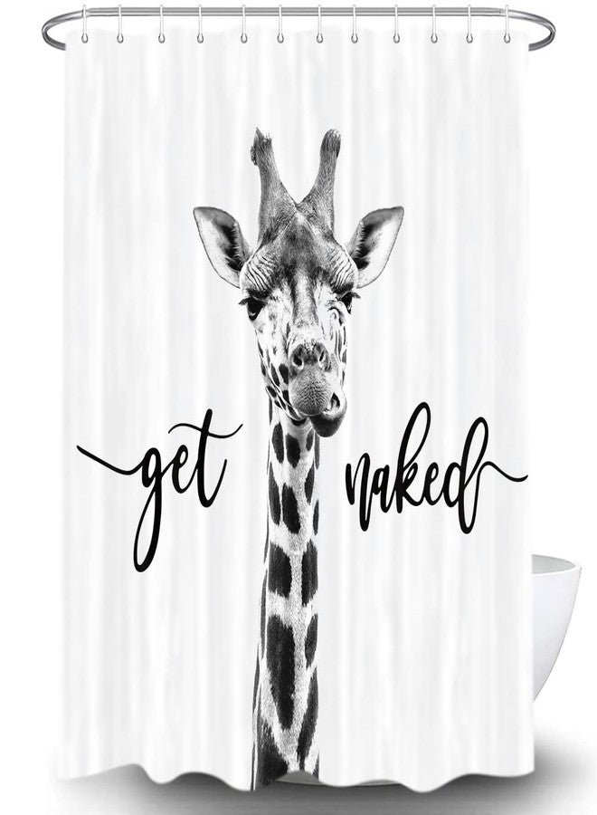 Hajmsug Funny Giraffe Get Naked Shower Curtain for Bathroom, Cute Animal Wildlife Safari Decor Bathtub Fabric Curtain, Waterproof Polyester Shower Curtain Sets with Hooks, 69 x 70 - Image 1