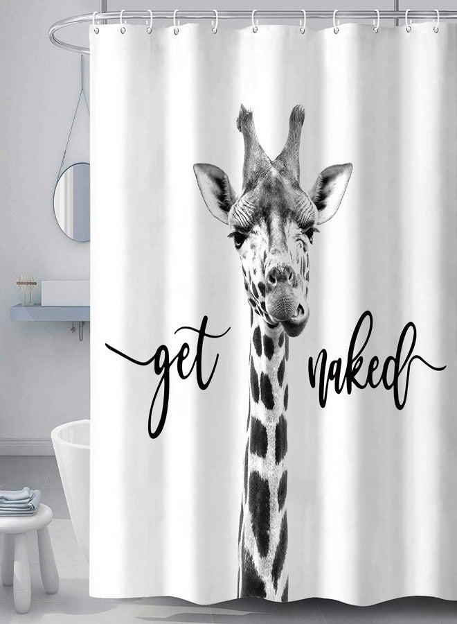 Hajmsug Funny Giraffe Get Naked Shower Curtain for Bathroom, Cute Animal Wildlife Safari Decor Bathtub Fabric Curtain, Waterproof Polyester Shower Curtain Sets with Hooks, 69 x 70 - Image 2