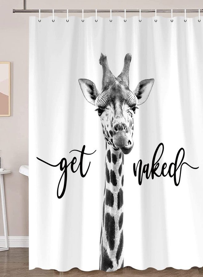 Hajmsug Funny Giraffe Get Naked Shower Curtain for Bathroom, Cute Animal Wildlife Safari Decor Bathtub Fabric Curtain, Waterproof Polyester Shower Curtain Sets with Hooks, 69 x 70 - Image 3