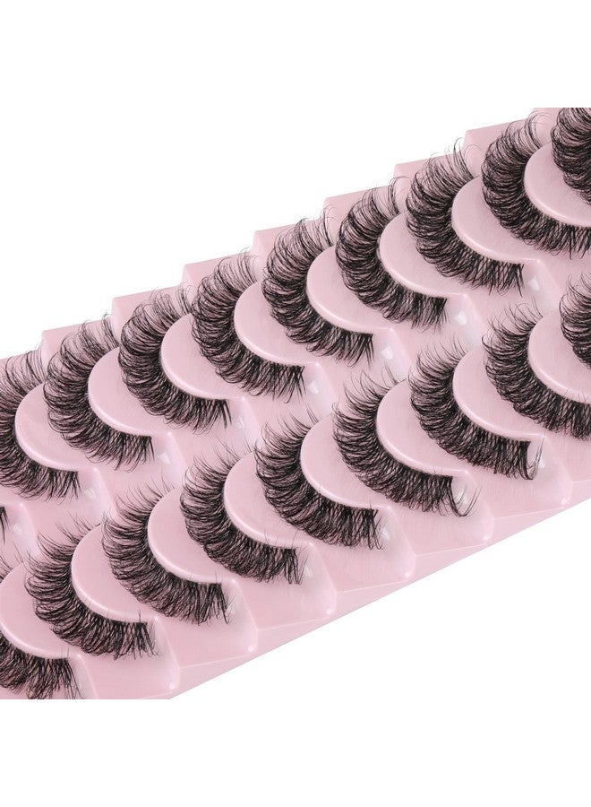 wiwoseo Eyelashes Clear Band Natural Wispy Fluffy Lashes Natural Look Russian Strip Lashes 3D Effect 16MM Cat Eye Lashes that Look Like Extensions False Lashes 10 Pairs Pack - Image 4