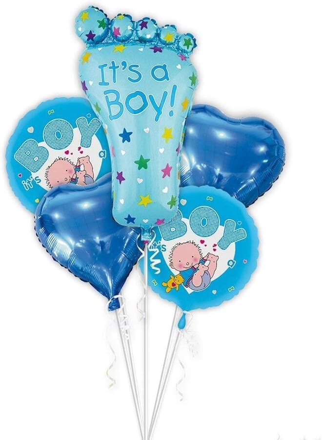 Salux It's A BOY Mylar Balloon Baby Shower Decorations BLUE Balloons, 5pcs, 20 in - Salux Collection