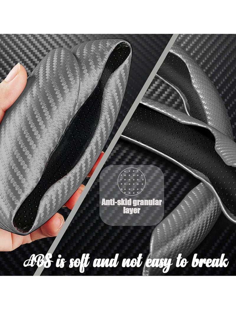 Carbon Fiber Steering Wheel Cover Non-Slip Carbon Fiber Wheel Cover Segmented Steering Wheel Protector Universal Standard-Size Safe ABS Steering Wheel Cover Universal Suitable for Most Cars Grey - Image 2