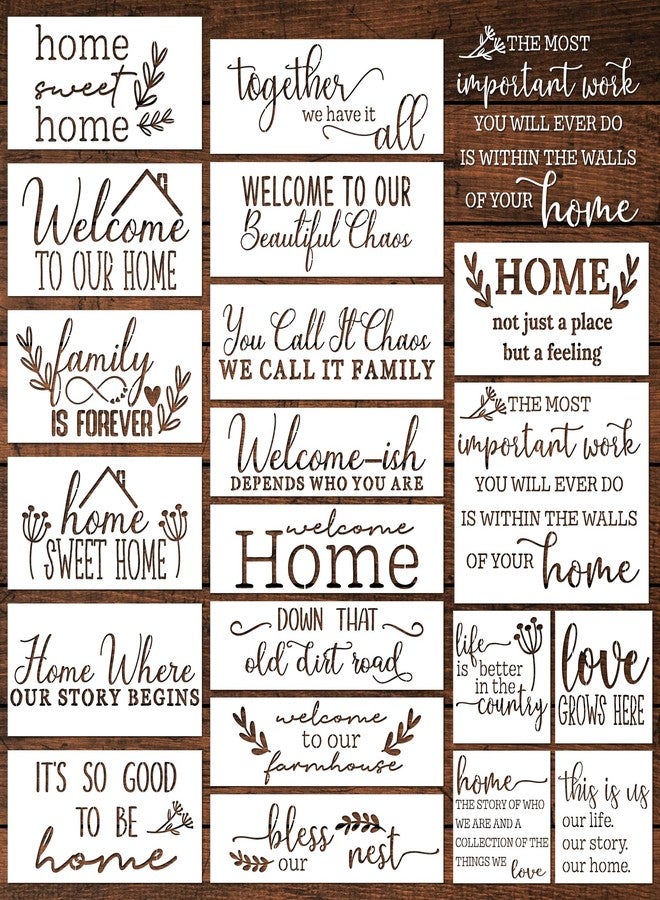 Keluna Welcome Home Stencils, 20 Pcs Large Sweet Home Plastic Template Letters for Wood Sign Porch Wall Decor - Image 1