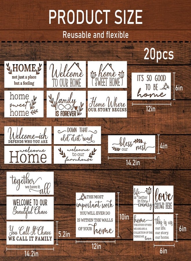 Keluna Welcome Home Stencils, 20 Pcs Large Sweet Home Plastic Template Letters for Wood Sign Porch Wall Decor - Image 3