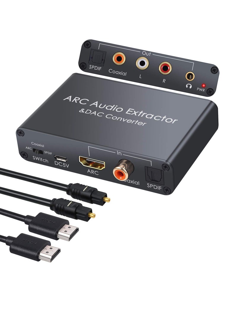 SOLARAE Digital to Analog Audio Converter,HDMI ARC Audio Extractor HDMI Audio Return Channel,with Digital HDMI Optical SPDIF Coaxial and Analog 3.5mm L/R Stereo Audio Converter,Coaxial to 3.5mm and RCA - Image 1