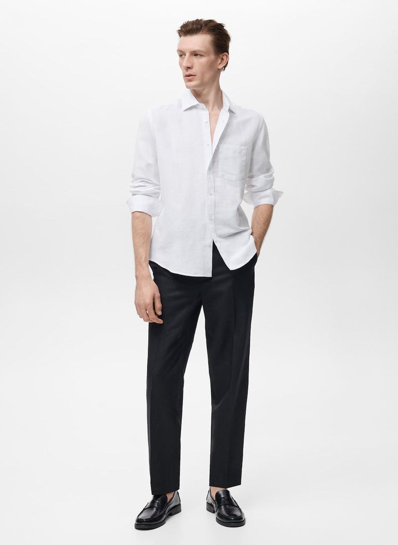 Mango Man Pocket Linen Shirt  - Image 5