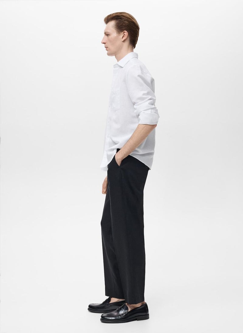 Mango Man Pocket Linen Shirt  - Image 3