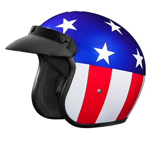 Studds JETSTAR Classic D1 Captain America Open Face Helmet (Blue, L) - Image 1