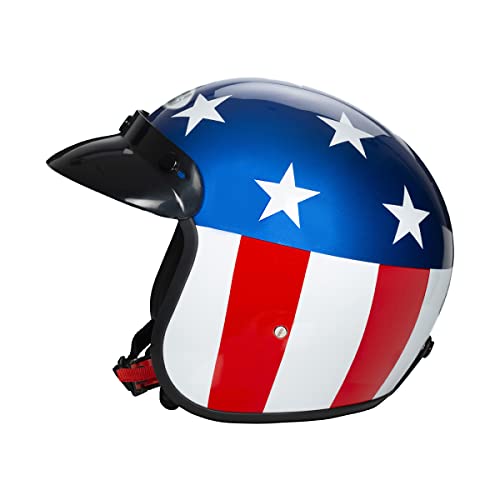 Studds JETSTAR Classic D1 Captain America Open Face Helmet (Blue, L) - Image 3