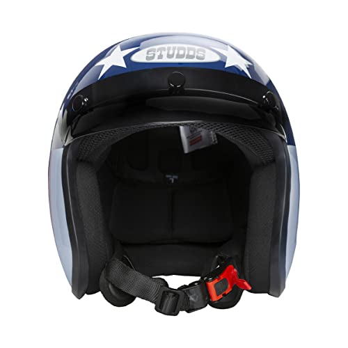 Studds JETSTAR Classic D1 Captain America Open Face Helmet (Blue, L) - Image 2