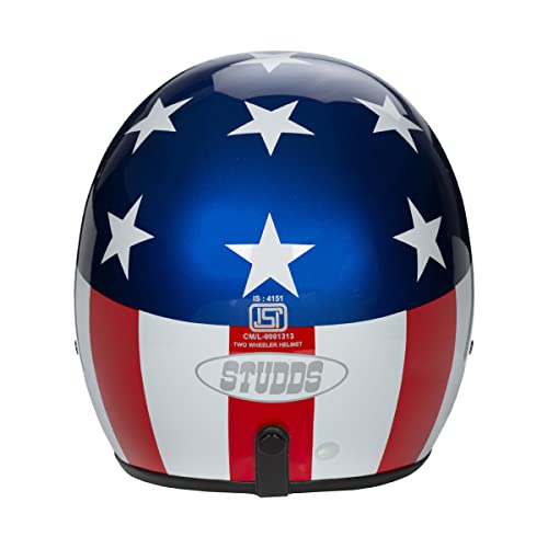 Studds JETSTAR Classic D1 Captain America Open Face Helmet (Blue, L) - Image 4