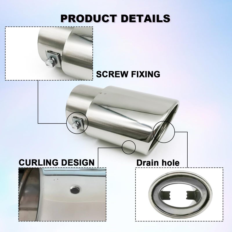 CmeRto Stainless Steel Car Exhaust Tip, 2.5" to 3.3" Adjustable Car Decoration Chrome-Plated Finish Exhaust Tailpipe, Universal Car Exhaust Pipe Modification Tail Throat Tail Pipe (Silver #Straight) - Image 3