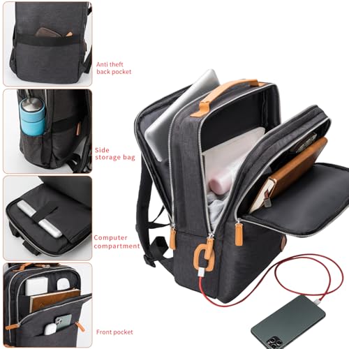 NOBLEMAN Men's and Womens Backpack, Laptop Backpack, Waterproof School Backpack, 15.6 Inch Laptop Backpack, Daypack, USB (Black plus) - Image 3