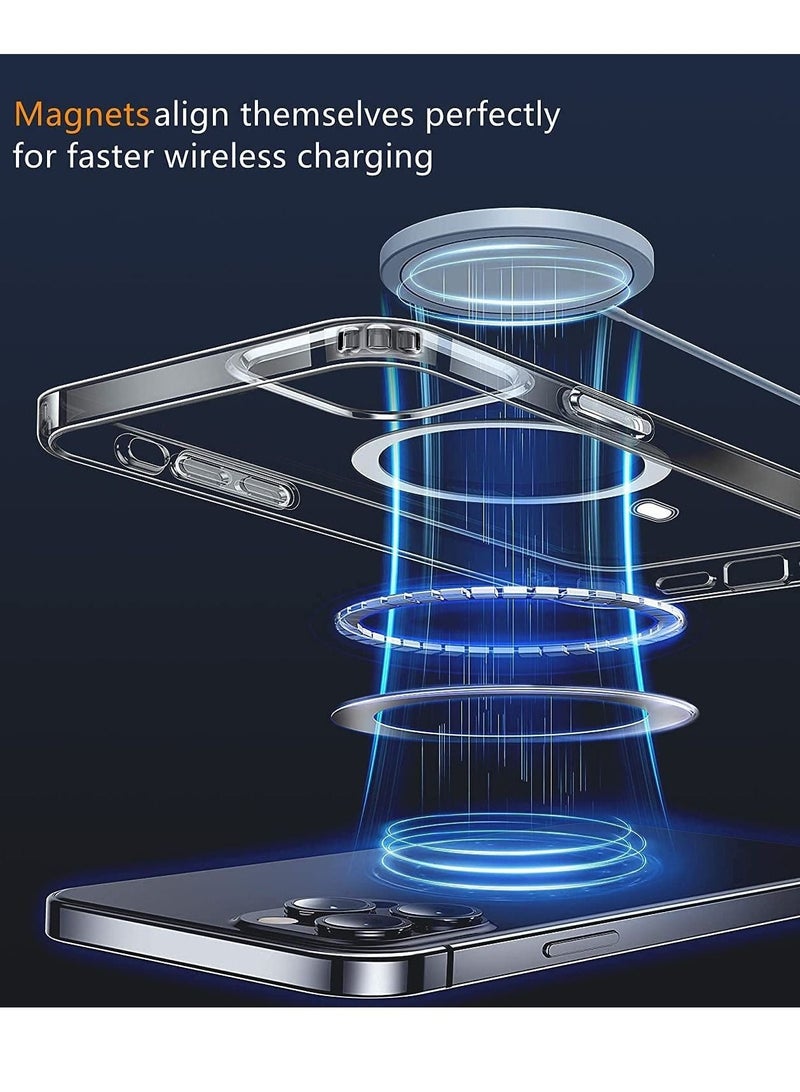 BORTONY Case Cover for  iPhone 14 Pro Max Magsafe 6.7 Inch Slim Thin Magnetic Case Yellowing Resistant Shock Absorption Anti-Scratch Anti Drop Hard Back Crystal Cell Phone Protective Cover for 14 Pro Max - Image 3