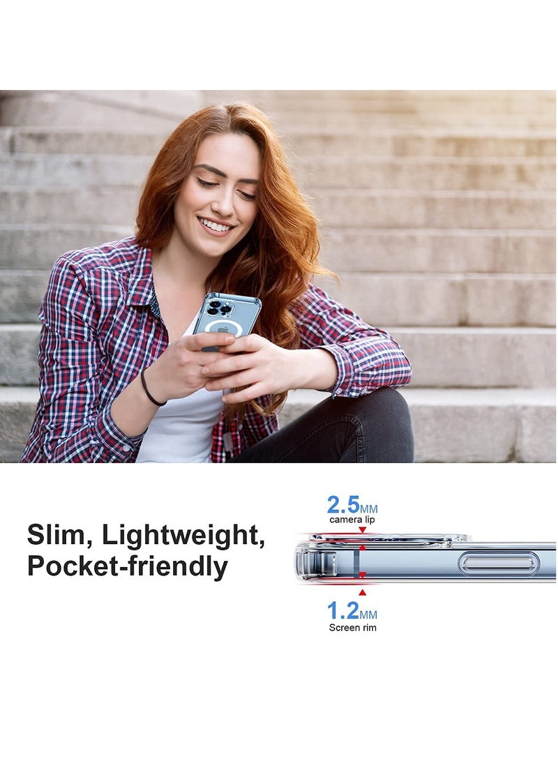 BORTONY Case Cover for  iPhone 14 Pro Max Magsafe 6.7 Inch Slim Thin Magnetic Case Yellowing Resistant Shock Absorption Anti-Scratch Anti Drop Hard Back Crystal Cell Phone Protective Cover for 14 Pro Max - Image 4