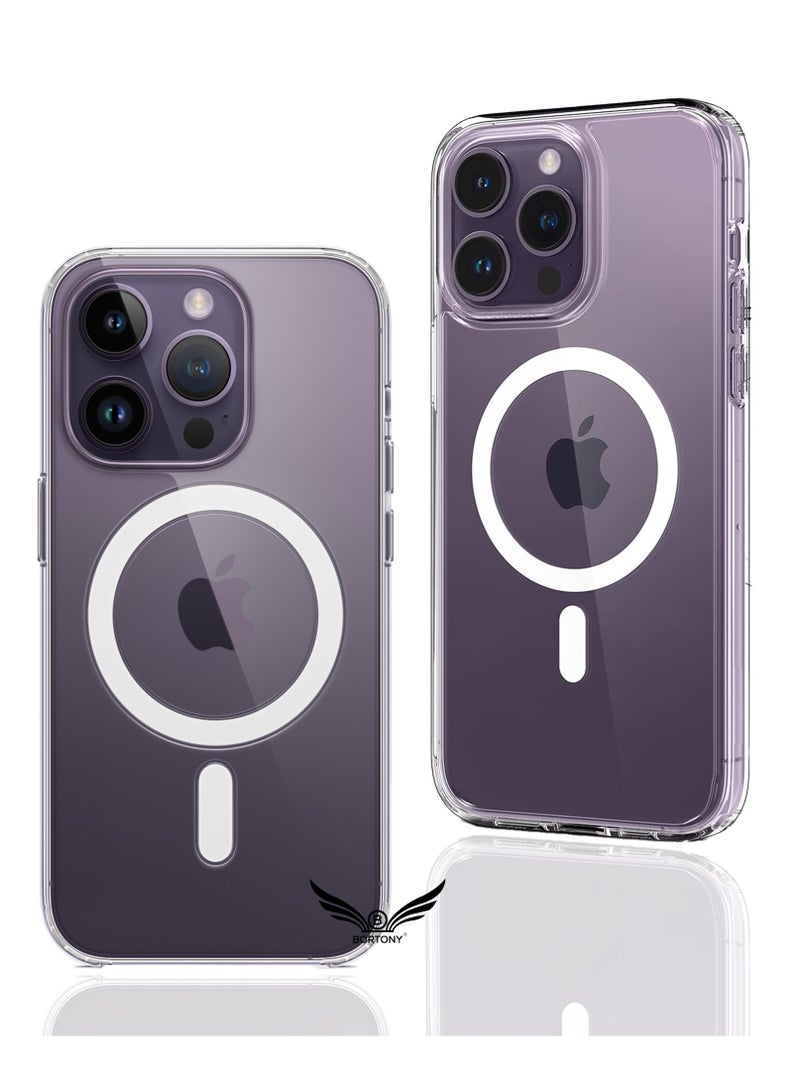 BORTONY Case Cover for  iPhone 14 Pro Max Magsafe 6.7 Inch Slim Thin Magnetic Case Yellowing Resistant Shock Absorption Anti-Scratch Anti Drop Hard Back Crystal Cell Phone Protective Cover for 14 Pro Max - Image 1