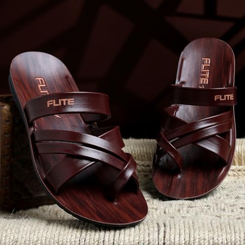 FLITE Men's Slippers/Sandals/Flats/Thong Slippers Ethnic Slippers for Boy's(Size 6 UK-10 UK) (Brown, Numeric_9) - Image 2