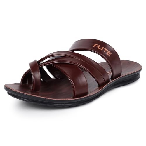FLITE Men's Slippers/Sandals/Flats/Thong Slippers Ethnic Slippers for Boy's(Size 6 UK-10 UK) (Brown, Numeric_9) - Image 1