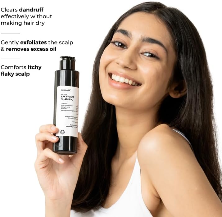 Brillare Anti-Dandruff Shampoo | Lactylate & Salicylic Acid | Reduces Dandruff Flakes in 1 Wash | Soothes Rough, Itchy, Sensitive Scalp | Controls Oil | Promotes Stronger, Healthier Hair (200 ml) - Image 3