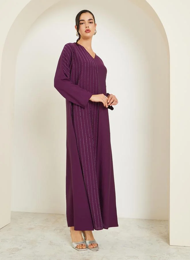 Amirah Women Purple Embellished A-Line Jalabiya