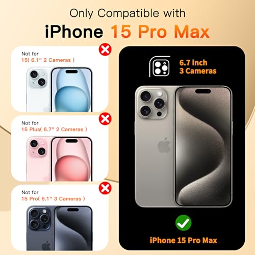 COOLQO for iPhone 15 Pro Max Case 6.7'' Upgraded 360° Spin Magnetic Stand [Compatible with Magsafe][Military Protection] Shockproof Protective Phone Holder Cover for iPhone 15 Pro Max, Red Gold - Image 2