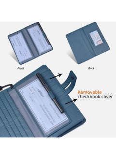 Bveyzi Women'S Big Fat Rfid Leather Wristlet Wallet Organizer Large Phone Checkbook Holder With Zipper Pocket (Blue)  - Image 3