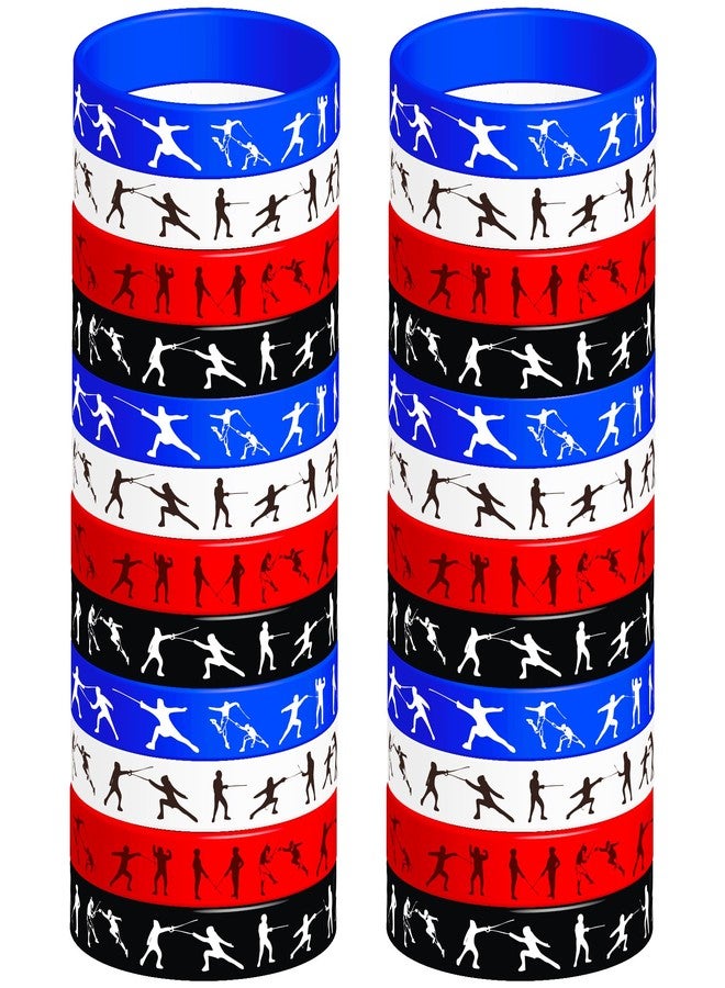 كوبا بلاي مجموعة أساور مطاطية للمبارزة من CupaPlay، 24 قطعة، مناسبة لمحبي رياضة المبارزة، ولحفلات ذات طابع رياضي، ولتزيين حفلات أعياد الميلاد، وأساور معصم سيليكون. - Image 1