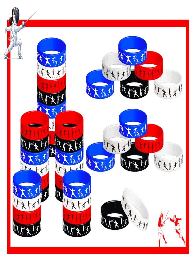 كوبا بلاي مجموعة أساور مطاطية للمبارزة من CupaPlay، 24 قطعة، مناسبة لمحبي رياضة المبارزة، ولحفلات ذات طابع رياضي، ولتزيين حفلات أعياد الميلاد، وأساور معصم سيليكون. - Image 5