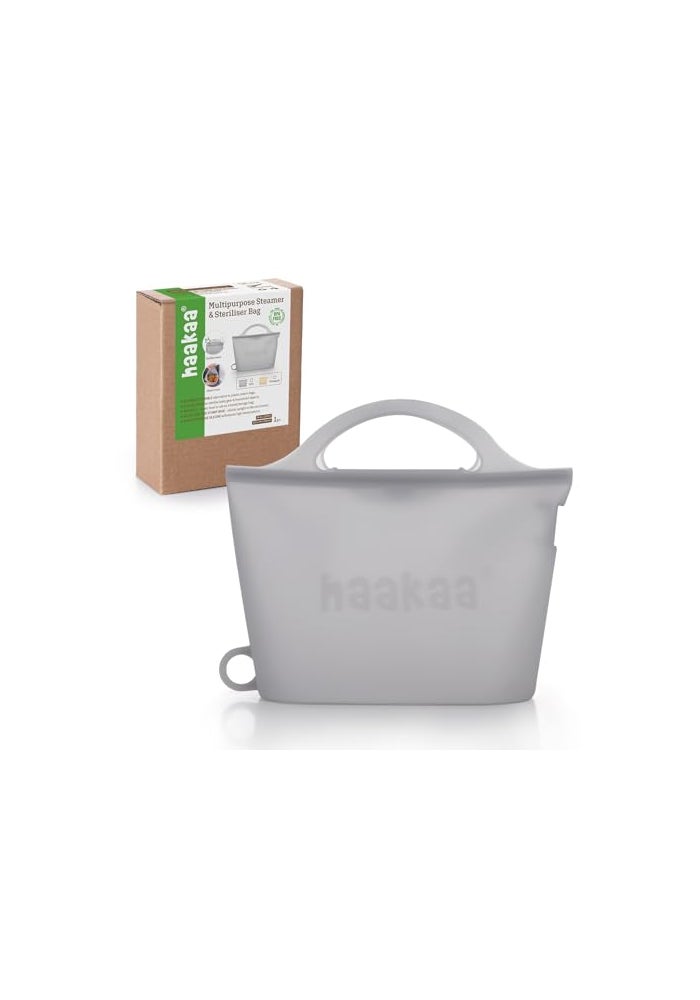 Haakaa OnTheGo Silicone Microwave Steam Sterilizer Bags for Travel 40oz1250ml Reusable Silicone Steaming Bags for Baby Bottles Breast Pump Accessories Pacifiers TeethersGrey1PC - Image 1