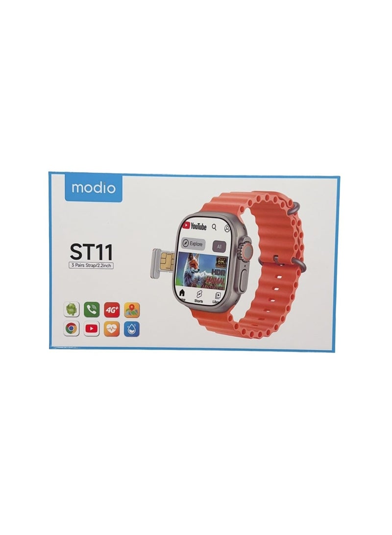 Modio ST11 2.2 Inch HD Touchscreen Smart Watch, 64GB Memory, Water Resistant with 3 Additional Bars - Image 2