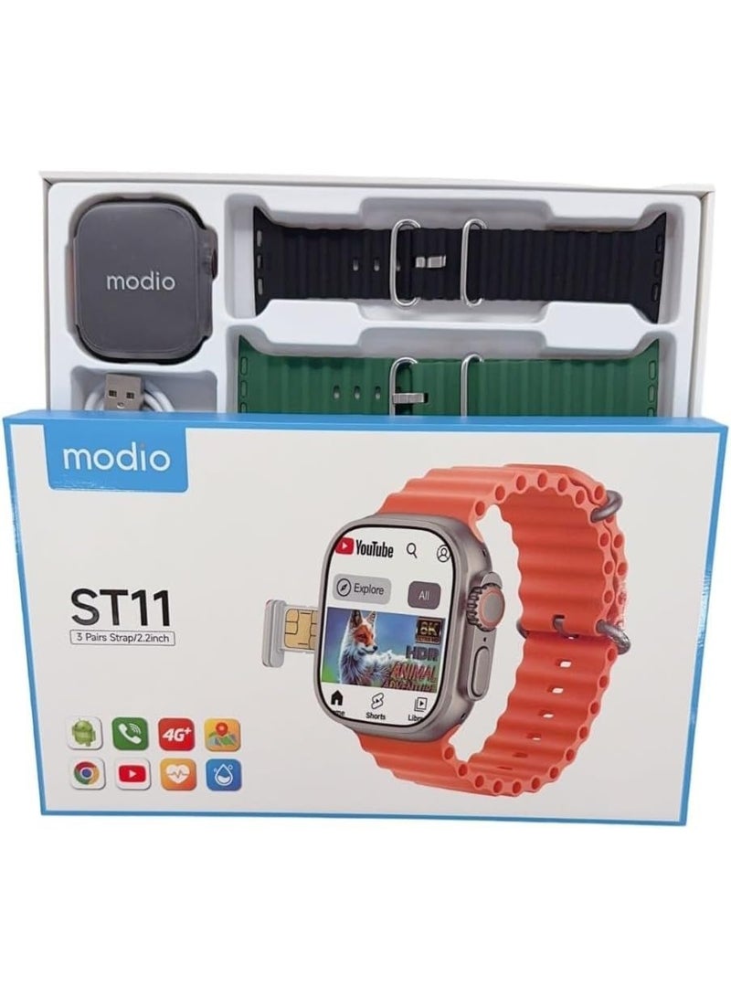 Modio ST11 2.2 Inch HD Touchscreen Smart Watch, 64GB Memory, Water Resistant with 3 Additional Bars - Image 3