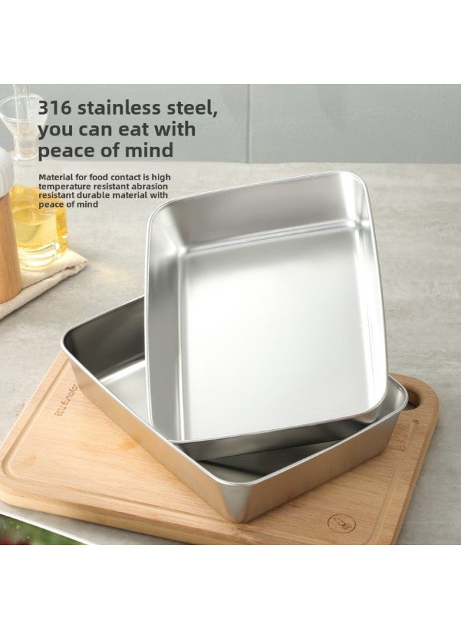 316 Stainless Steel Preservation Box Fruit Box Lunch Box Refrigerator Sealed Box Thickened Finishing Storage Box Freezer Box-Specifications:2200ml-6-piece Set [with Lid]  - Image 3