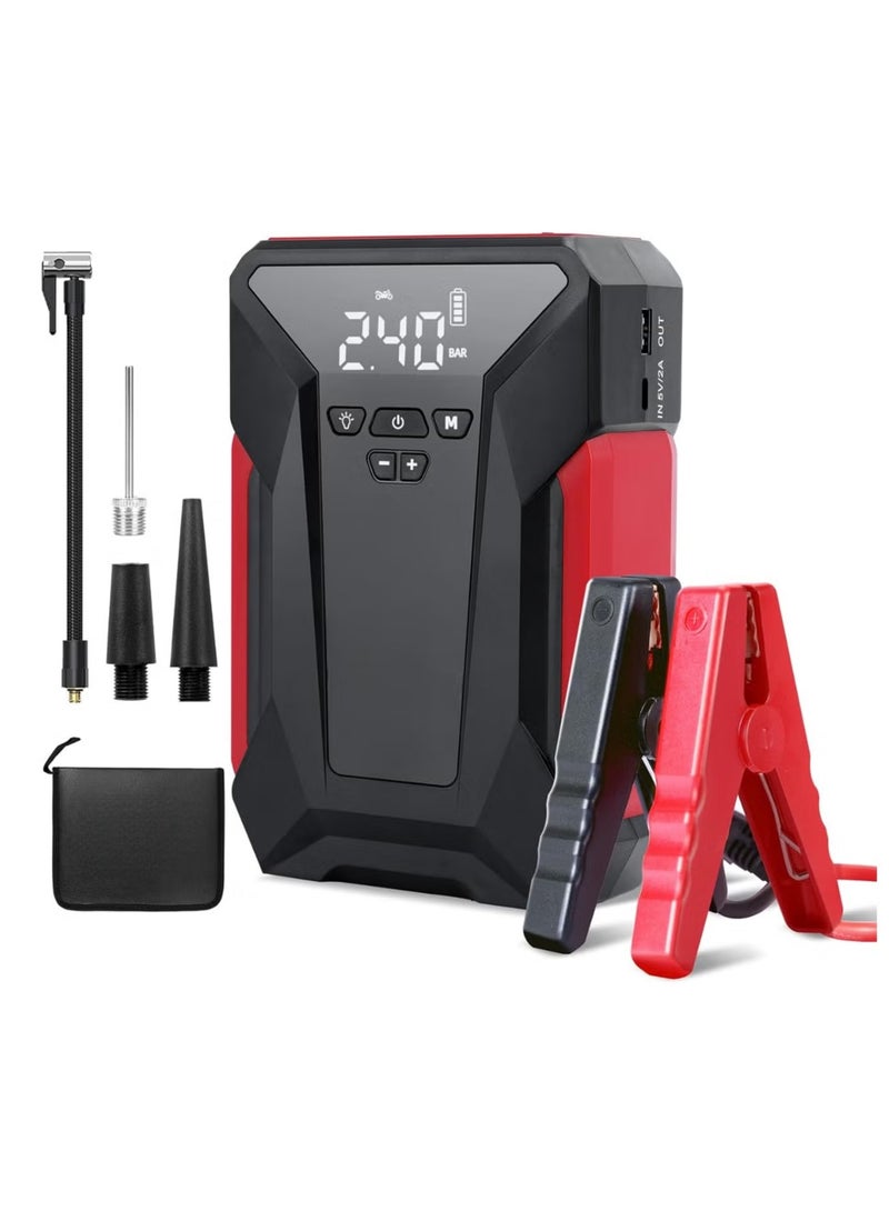 NYORK Car Jump Starter, 600A Peak Car Battery Charger With Air Compressor, Lightweight Easy To Carry Jump Box For Car Battery, Durable Car Starter With LED Light, (1pc)  - Image 1