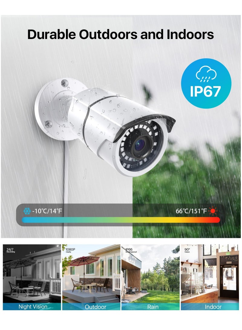 Captaintech 2.0MP HD 1080p 1920TVL Security Camera Outdoor Indoor, Hybrid 4-in-1 HD-CVI/TVI/AHD/960H Analog CVBS, 120ft IR Night Vision, 105° View Angle Surveillance CCTV Bullet Camera - Image 3
