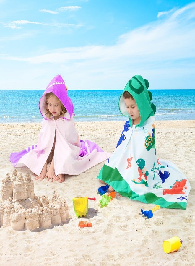 UOMNY Kids Beach Towels-Hooded Towels for Kids,Kids Hooded Bath Towel 30" x 50" for 3-10 Years,Pool Ponchos for Kids with Hood,Boys Beach Towel,Blue Dinosaur - Image 4