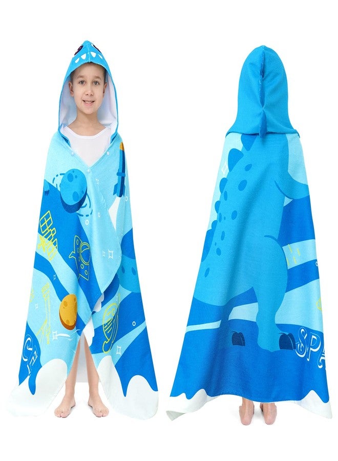 UOMNY Kids Beach Towels-Hooded Towels for Kids,Kids Hooded Bath Towel 30" x 50" for 3-10 Years,Pool Ponchos for Kids with Hood,Boys Beach Towel,Blue Dinosaur - Image 1