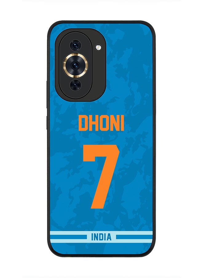Stylizedd - Cover for Huawei nova 10 4G Case , Rugged Black Slim fit Soft Flexible Thin Protective Phone Cases - Player Name - MS Dhoni, Jersey Number- 7 - Image 1