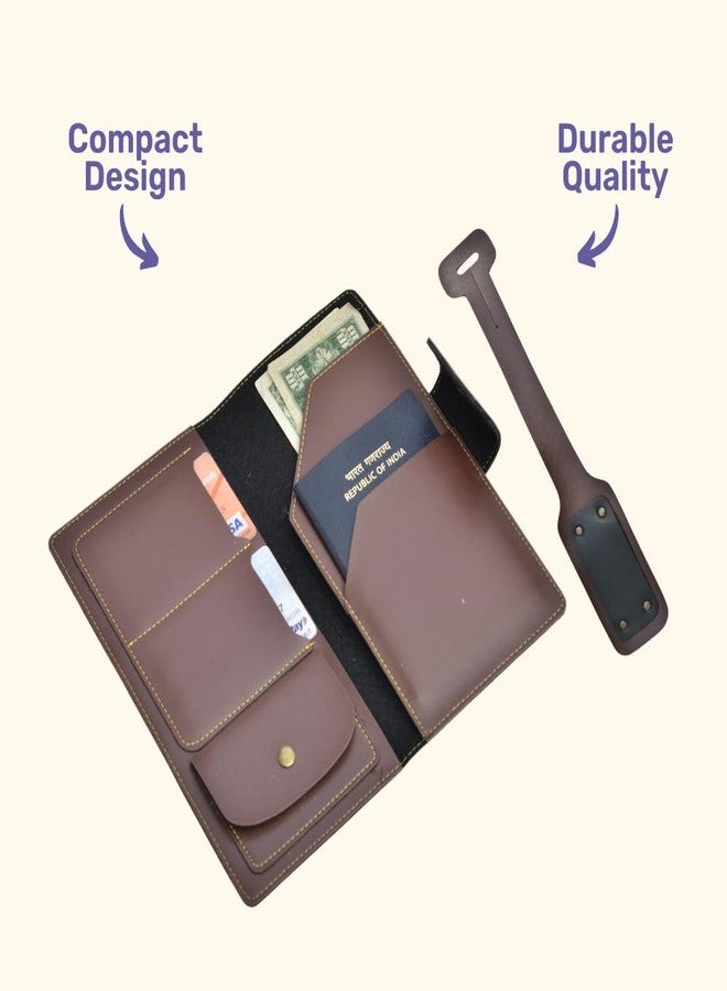 YOUR GIFT STUDIO Unisex Travel Wallet with Luggage Tag for | Card Holder, Travel Document Organizer | Unisex Travel Wallet & Passport Cover (Brown) - Image 2