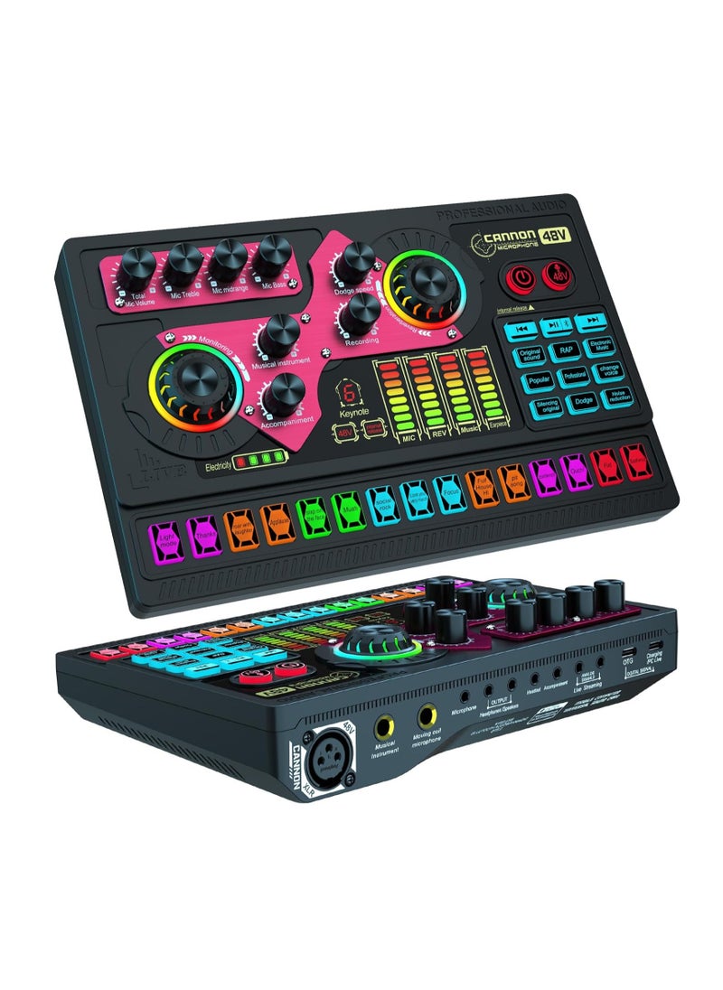 SYOSI - Podcast Equipment Bundle, Sound Board Voice Changer, X5 Audio Interface with Mixer and Vocal Effects, Studio All-in-one XLR DJ Mixer for Phone PC Live Streaming Recording Gaming Podcasting(X5-Black) - Image 1