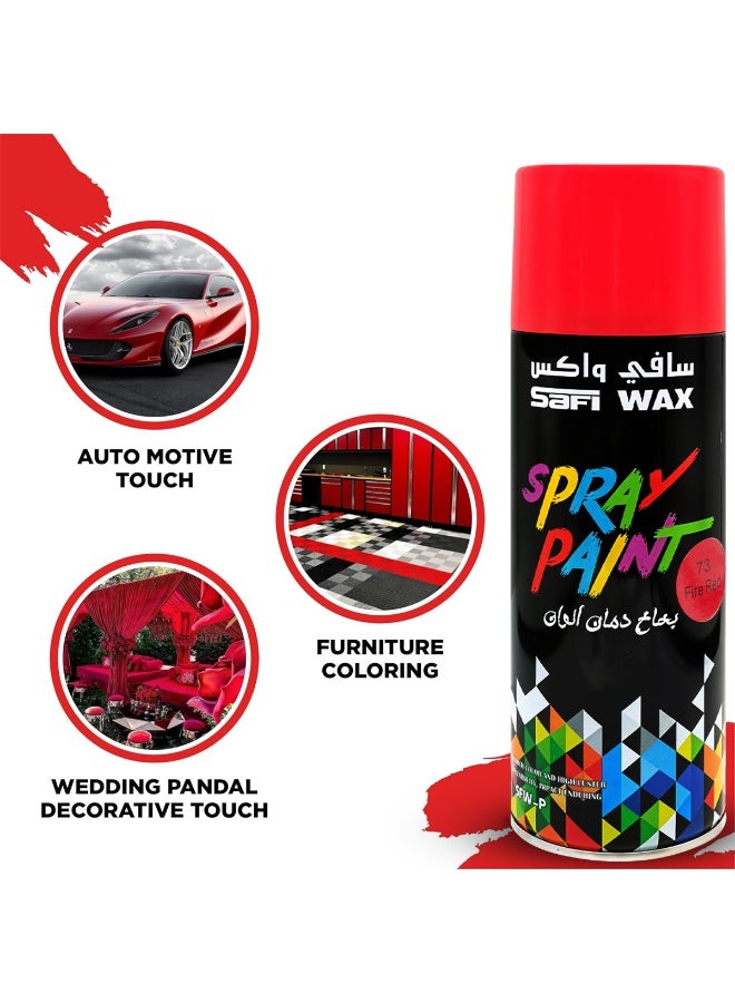 SAFI WAX Spray Paint - Fire Red - 450ML Quick Dry, Superior Gloss, Long Lasting Finish for Auto Motive Touch, Wheels, Wall, Wood & Metal Surfaces - High Quality, Anti-Rust Protection Available - Image 5