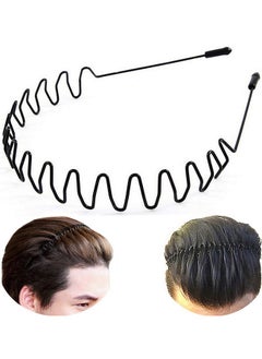 bodbop XINGZHE bodbop XINGZHE Metal Headbands For Men Women Hair Bands-Black Fashion Hairband For Mens Sports Headband For Women's Hair Care Beauty Unisex Non Slip Elastic Wavy Wide Hair Hoop Clips  - Image 1
