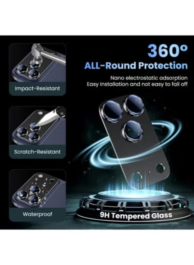 جاجيك Camera Lens Protector for iPhone 17 Pro Max | Metal Tempered Glass Lens Cover | HD Clarity, Anti-Scratch, Strong Adsorption, Anti-Break & Case-Friendly Rear Camera Protection – Black Titanium - Image 2