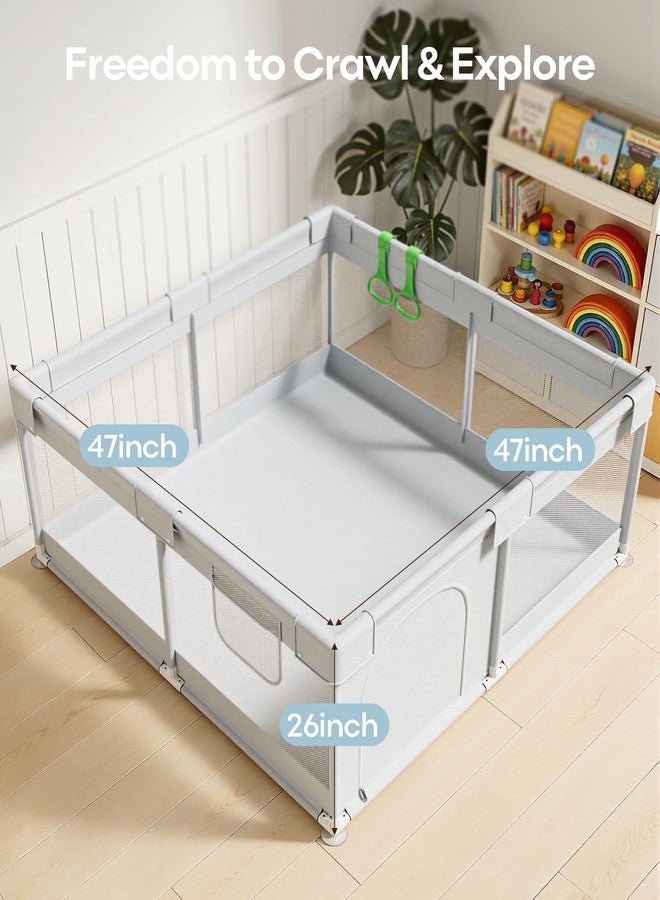 Fodoss Baby Playpen 50x50 in - Playpen for Babies & Toddlers, Breathable Mesh Play Yard for Indoor & Outdoor, Sturdy Safety Play Area with Pull-Up Rings - Image 2