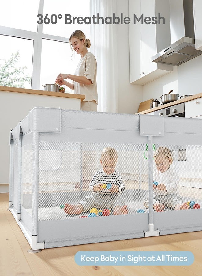 Fodoss Baby Playpen 50x50 in - Playpen for Babies & Toddlers, Breathable Mesh Play Yard for Indoor & Outdoor, Sturdy Safety Play Area with Pull-Up Rings - Image 5